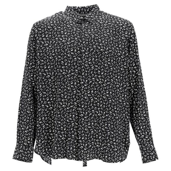 Saint Laurent Music Note Printed Shirt in Black Silk